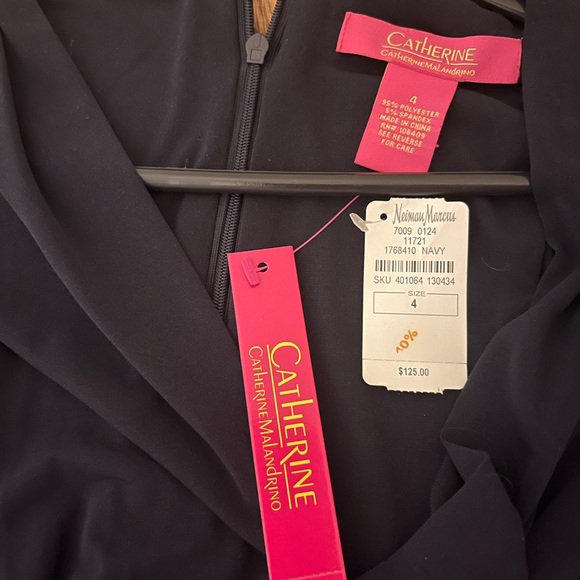 Black Unique Sleeves Catherine Malandrino Designer Midi Length Dress - Picture 3 of 7